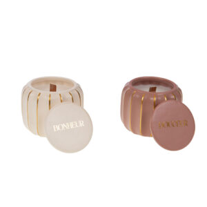 Candele decorative Rachelle in ceramica e paraffina colore beige e terracotta